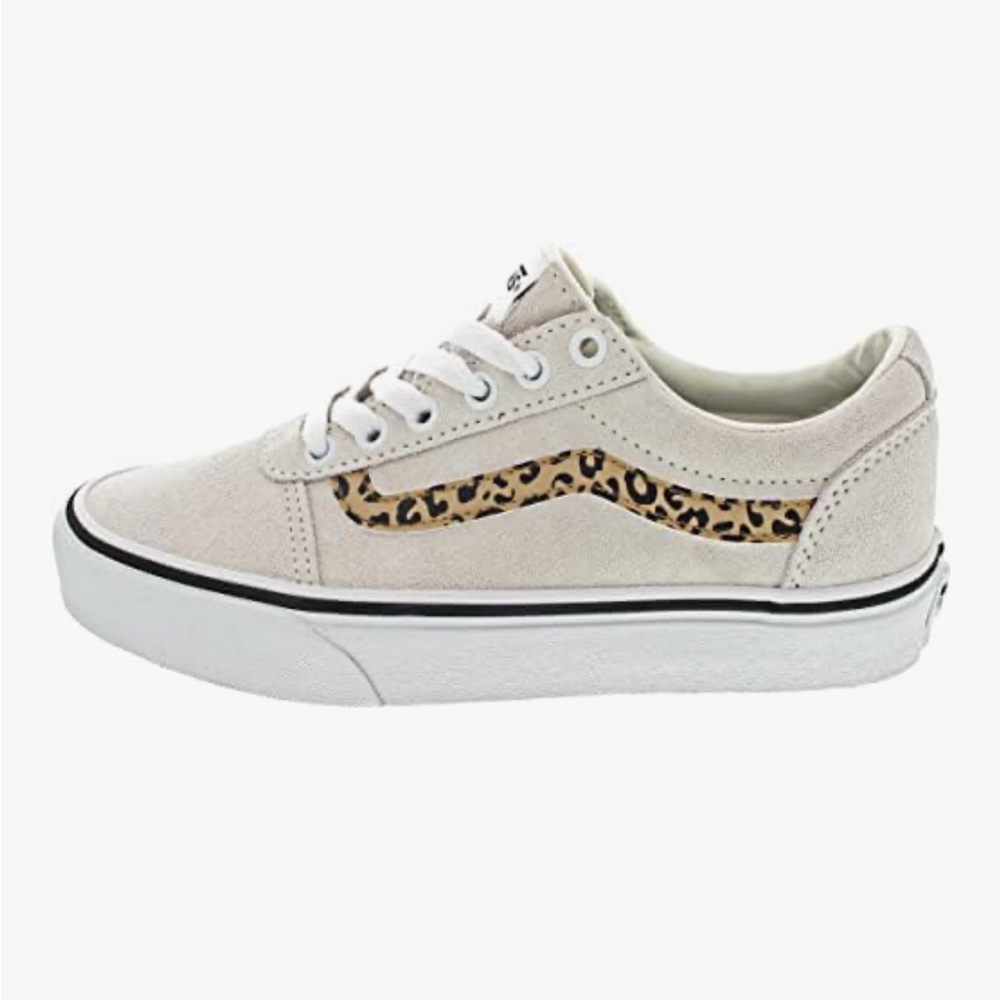 Vans Cream and Leopard Print Sneakers